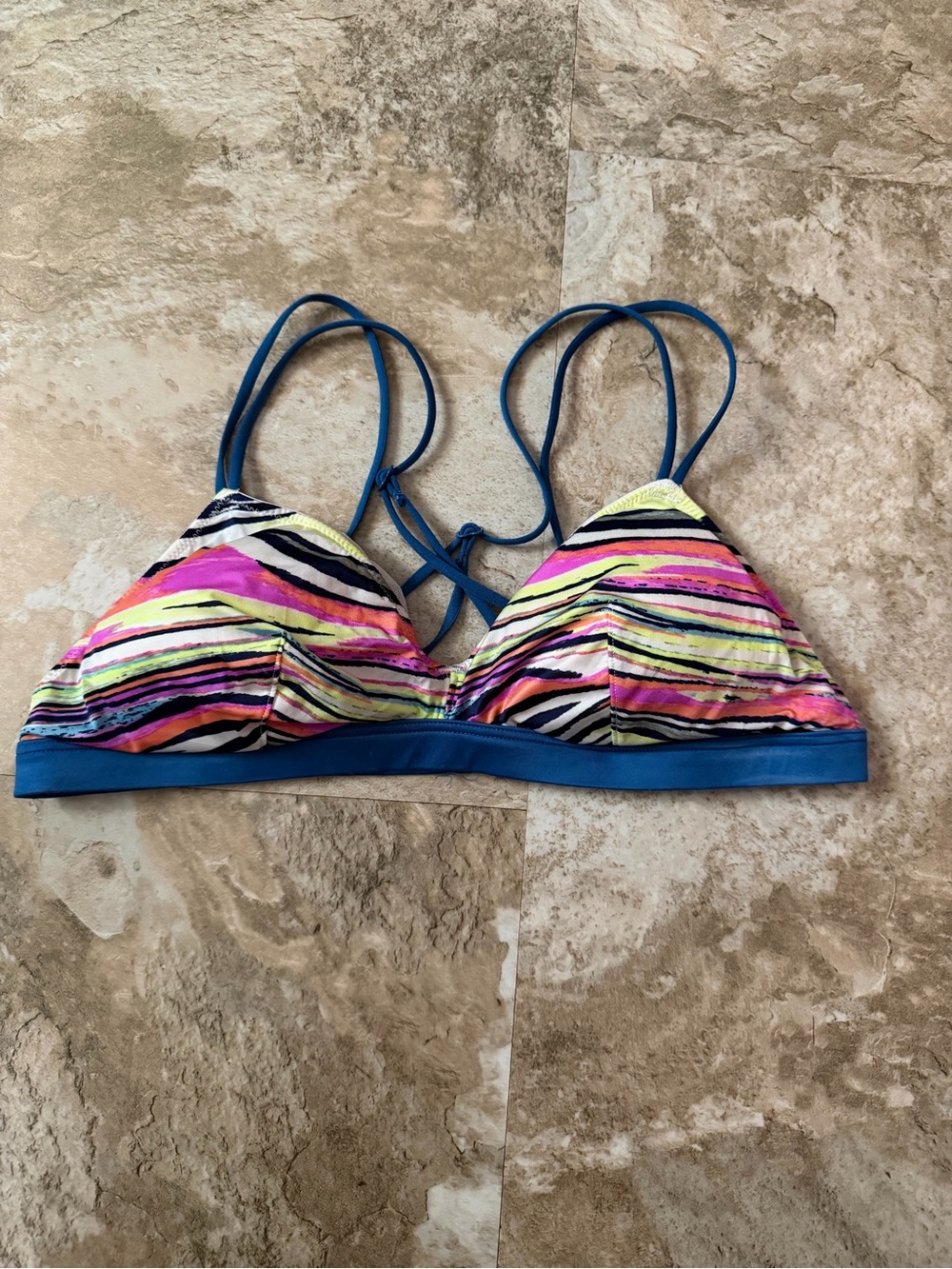 Victoria's Secret Neon Stripe Triangle Bralette with Blue Band